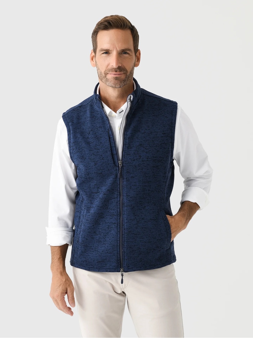 NWT Johnnie-O Denalis Double Zip Fleece Vest: Navy (Large)